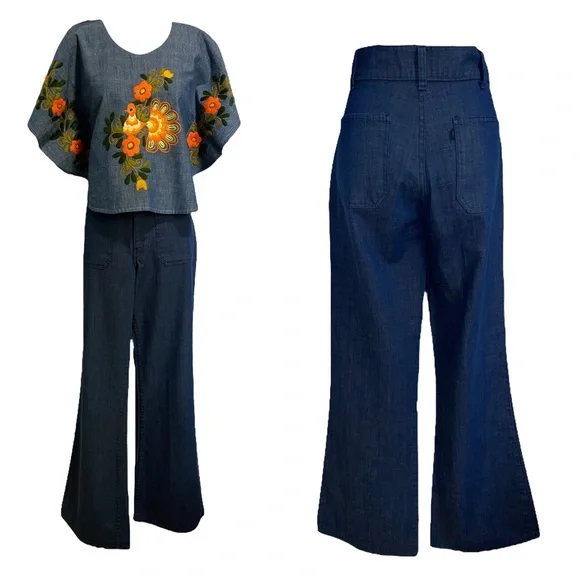 RARE 70s Vintage Levi’s “Carrot Tab” Bell Bottoms | Fresh Produce Line - Picture 2 of 16